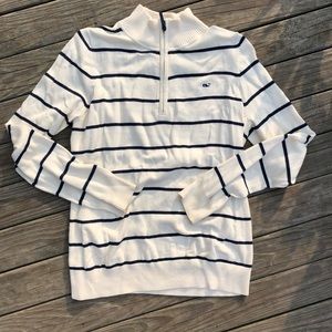 Vineyard Vines Striped Cotton Knit Quarter Zip